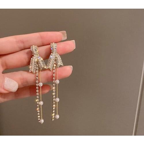 2021 Korean New Fashion Tassel Pearl Earrings Temperament Versatile Long Pendant Earrings Womens Jewelry