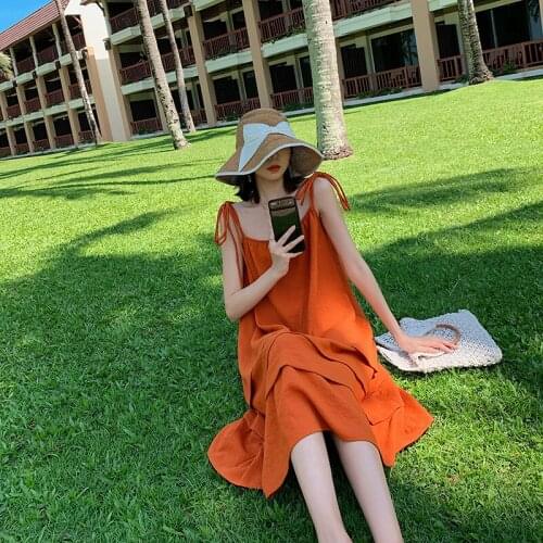 Bandage Dress Women Layer Style Knee Length Spaghetti Strap Solid Fashion Sexy Holiday Boho Summer Beach Vestidos Plus Size Saia