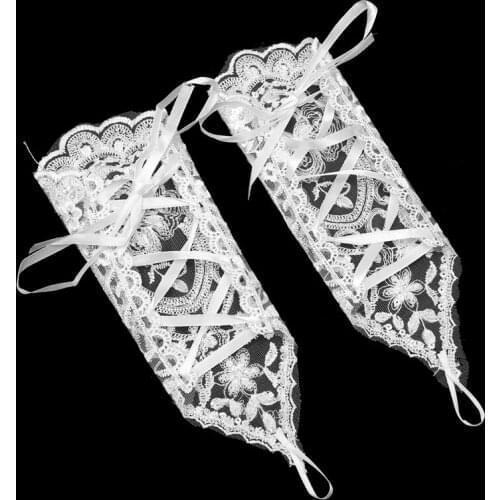 Lady Bride Wedding Dress Lace Hollow Out Bridal Gloves Bead Fingerless Glove Hot