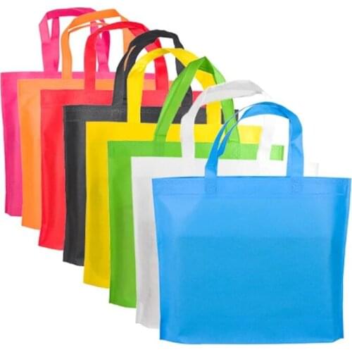 10pcsMulti-use Gift Tote Bags Kids Birthday Party favor Non-woven Treat Bags 7 Solid Color with Handle Shopping Bag DIY Gift Bag