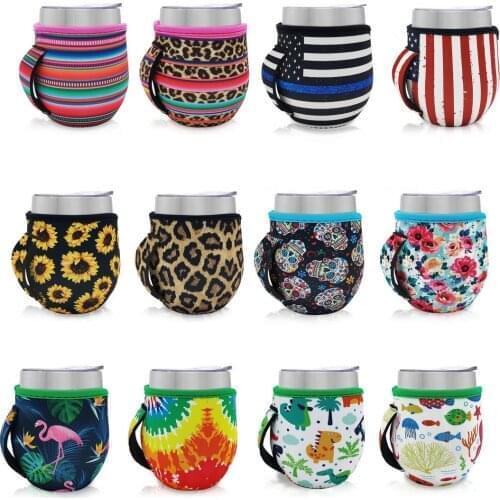 100Pcs Reusable Neoprene Insulated Sleeves With Handle For 12oz Stemless Wine Glass, 16oz Regular /Wide Mouth Pint Mason Jars