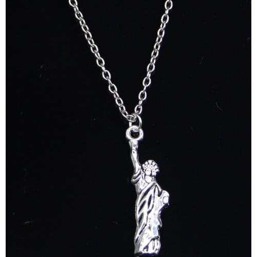 20pcs New Fashion Necklace 34x10mm statue of liberty new york Pendants Short Long Women Men Colar Gift Jewelry Choker