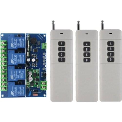 3 * transmitter Wide voltage 12V 24V 36V 48V 4CH 30A RF Wireless Remote Control Switch Receiver Learning Code Momentary Toggle
