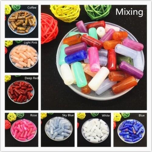 DIY 8x20mm 20pcs Acrylic Clouds Beads Effect Cylinder Beads Spacer Loose Beads Craft