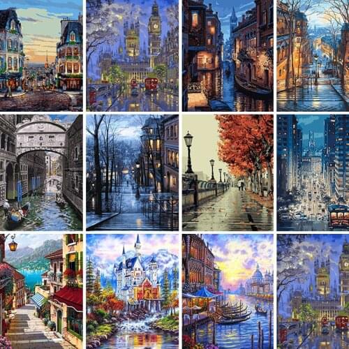 XUEQIXIAOZU Diamond Painting 5D DIY Street Scenery Art Picture Home Decoration Handmade Products Mosaic Gift A Lot of Drills