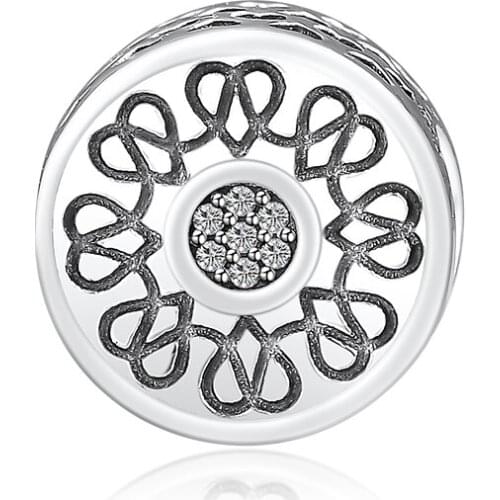 Beads fit for Pandora Bracelets Radiant Hearts charms 100% 925 Sterling Silver Jewelry Free Shipping