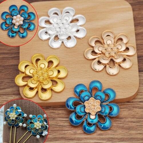 BoYuTe (10 Pieces/Lot) 44.5MM Alloy Flower Handmade Materials DIY Jewelry Accessories for Ancient Palace Headdress Making