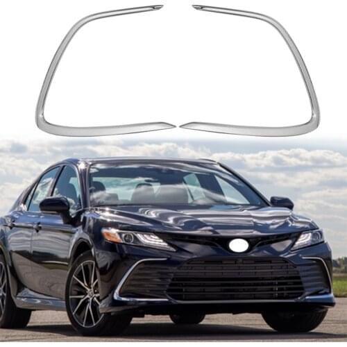 For Toyota Camry 2021 Chrome Front Fog Light Lamp Cover Trim Bumper Molding Garnish Eyebrow Eyelid