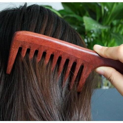 Handmade Redsandal Wood Comb Wide Tooth Comb With Handle For image 0 Handmade Redsandal Wood Comb Wide Tooth Comb With Handle F