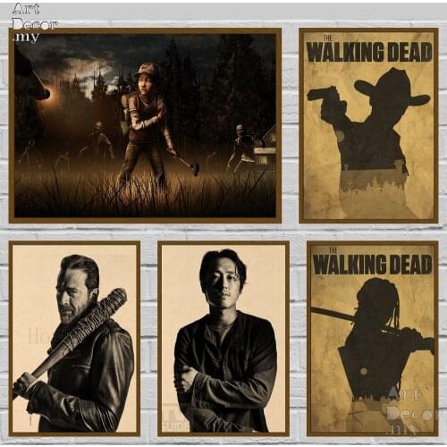 The Walking Dead Character Retro Kraft Paper Movie Poster For Home Art Decoration Posters