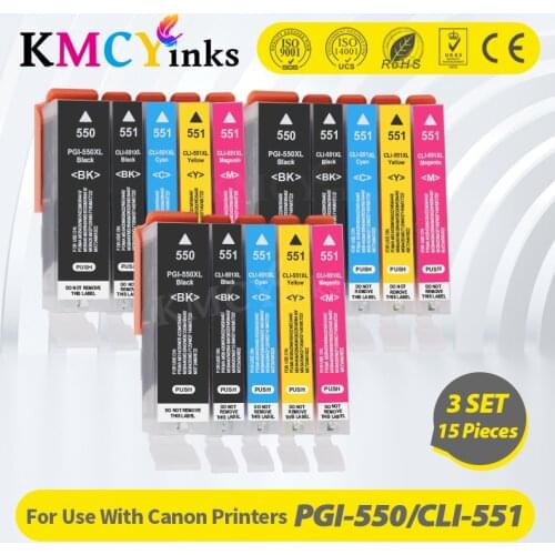 KMCYinks PGI 550 551 Compatible Ink Cartridge for Canon PIXMA IP7250 MG5450 MG5550 MG6450 MG5650 MG6650 IX6850 MX725 MX925