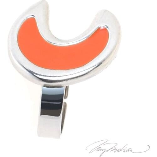 Ring Rhodium and Enamel Orange LUNA2 Collection CROWN