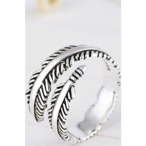 Summer Vintage Feather Rings For Women Boho Geometric Female Finger Rings Party Bohemian Jewelry Korean Gift