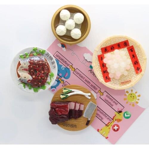 Fridge magnet chinese food simulation art crafts mini art crafts gift souvenir kids like home decoration mganetic sticker paste