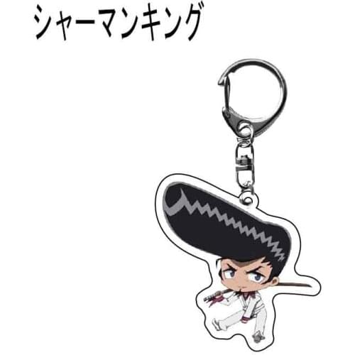 Cartoon Shaman King Theme Keychain Anime Figure Yoh Asakura Shape Acrylic Pendant Keyring Jewelry Cute Cosplay Accessory