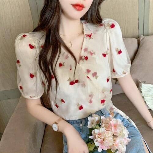 Myfjxjy Women's Shirts With Embroidery