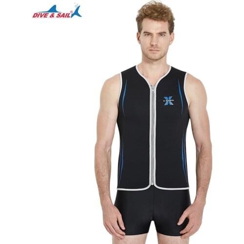 3MM neoprene wetsuit mens sleeveless front zipper top vest high stretch fabric snorkeling surf sunscreen swimsuit