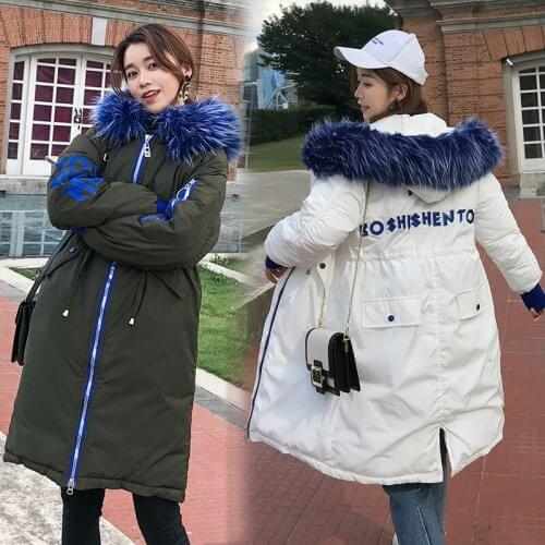 New Hooded Parkas Womens Thickening Outerwear Slim Down Cotton Coat Female 2018 New Long Fur Collar Winter Jacket for Women