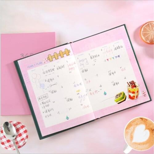 Portable 32K 365 Hand Account Notebook Schedule Every Day Planner Student Diary Hard Cover 128 Sheets Office School Memo Pad