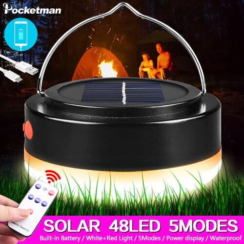 Portable Solar light Charge Lantern Rechargeable solar bulb Lamp Remote Control Emergency Night Market Light for Outdoor Camping