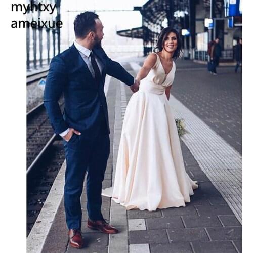 Simple Robe Evening Dresses A-Line Floor Length Sleeveless Long Prom Dressess Satin Pleat Elegant Gowns Custom Made Plus Size