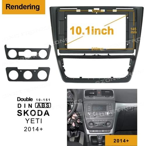 1-2Din Car DVD Frame Audio Fitting Adaptor Dash Trim Facia Panel 10.1" For SKODA YETI 2014 15 16 17 Double Din Radio Player