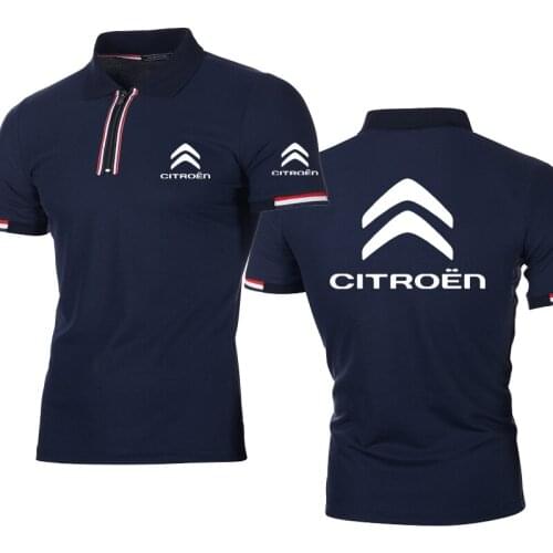 NEW Trend Mens tops Citroen Car Logo Printed summer high quality cotton polo shirt Solid color Striped Mens short sleeve
