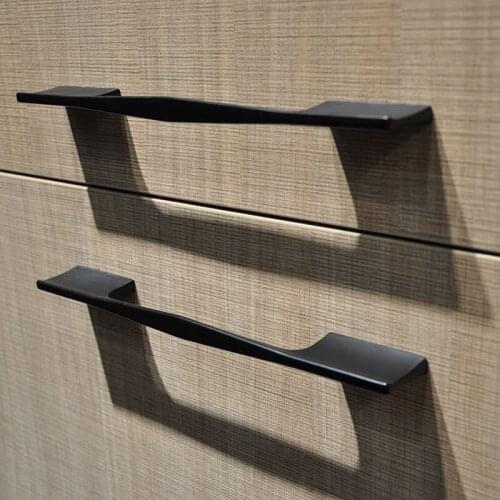 HJY Modern Black Furniture Cabinet Handle Cupboard Wardrobe Pulls Kitchen Drawer Handles and Knob Zinc Alloy Hardware Z093