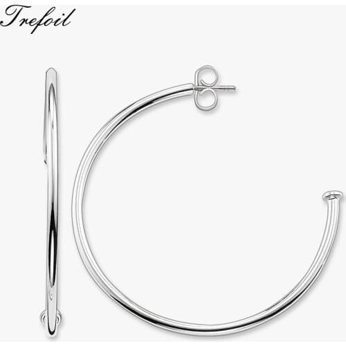Creole Hinged Hoop Earrings, Classic Beads Carrier Fashion Jewelry Geometric 925 Sterling Silver Gift For Women 2018 New Aros