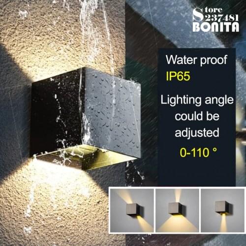 Indoor And Outdoor Lighting Waterproof IP65 Square/Round Led Sconces Lamps Adjustable Light Angle Aluminum Wall Light Led