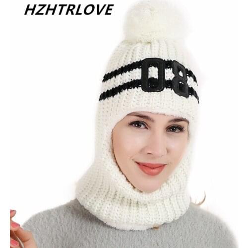 High Quality Wool Cotton Beanie Scarf Add Knit Lining Winter Hats Women Warm Fur Pom Pom Cap Skullies & Knit Hats For Women Men