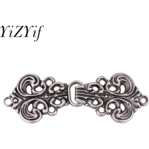 YiZYiF 5 Pairs Cardigan Clip Fashion Decorative Swirl Flower Cape or Cloak Clasp Fasteners Sew On Hooks and Eyes Cardigan Clip