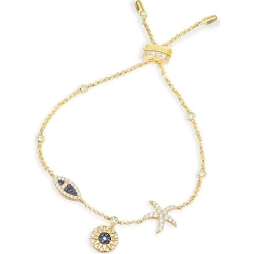 SLJELY Fashion S925 Sterling Silver Tropical Affair Sun Sea Fish Starfish Adjustable Bracelet Women High Quality Brand Jewelry