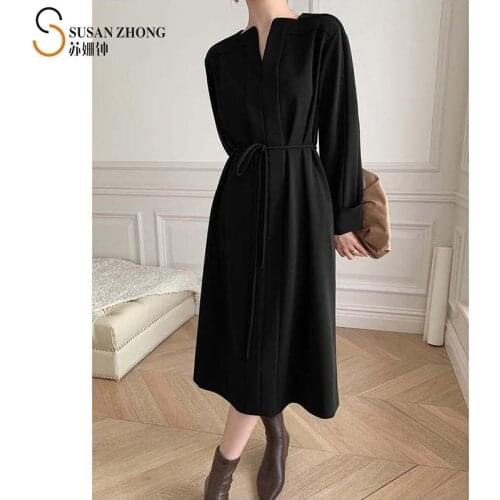 Women Dress Party Female One-Piece 2021 Spring Summer New Elegant Romantic Tube Loose Round Neck Long Sleeve Belt Irregular Hem