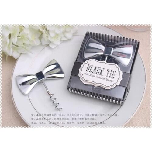 00pcs/lot Black Tie Bottle Opener Bow-Tie Red Wine Corkscrew Groomsmen Gifts Wedding Party Gifts Wedding favors Free shipping