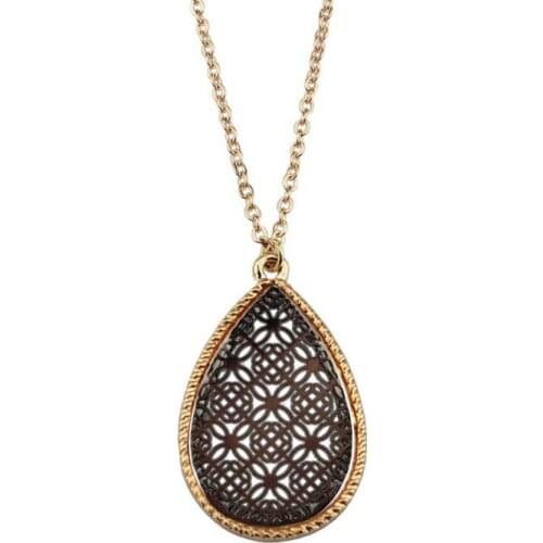 2020 Two Tone Gold Black Hollow out Waterdrop Statement Choker Necklace for Women Teardrop Necklace Fashion Jewelry Wholesale