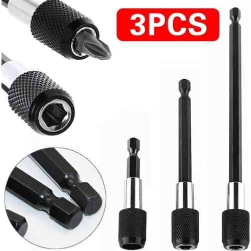 3pcs Screwdriver Extension Bit Hex Shank Magnetic Screw Driver Extension Drill Bit Holder 60mm/100mm/150mm