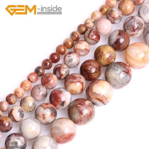 4mm 6mm 8mm 10mm Round Natural Yellow Crazy Lace Agates Semi Precious Beads DIY Loose Bead For Jewelry Making 15" Wholesale