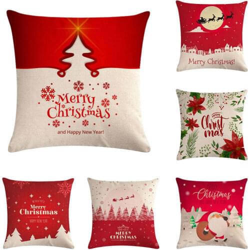 45*45cm merry Christmas and happy new year print Cushion Cover Linen Throw Pillow Car Home Decoration Decorative PillowcaseT439