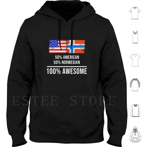 50% American 50% Norwegian 100% Awesome-Norway Flag Gift For Norwegian Hoodies Long Sleeve Friend Dad Mom Uncle