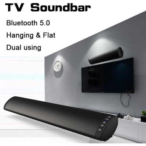 Bluetooth 5.0 FM Soundbar Wireless Speaker 20W Home Theater Column Surround Sound System Stereo Wall-Mounted Speaker