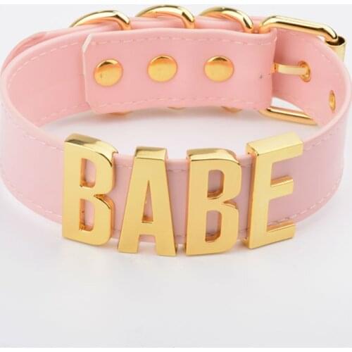 Handmade Customised Pink Letter Choker BABE Name Collar Personalised Cute Lolita Necklace for Women Girls