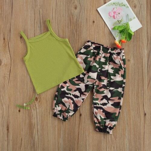 2021 New Baby Camisole and Trousers Camouflage Print Elastic Waist Leisure Style Cool Summer Clothing