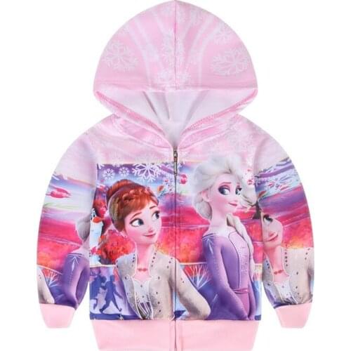 Disney Frozen Elsa Autumn and winter Hooded Top Girls polyester cartoon Hoodies Children Long Sleeve Sweatshirts Casual clothes