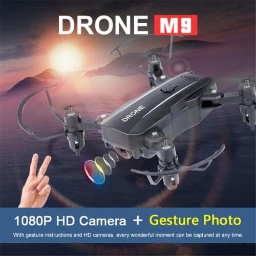 M9 Mini Drone Folding Fixed Height With LED Lighting 4K HD Camera Gesture Photo Images Transmission Four Axis Aerial Photography