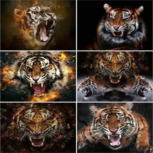 EverShine DIY 5D Diamond Mosaic Animals Diamond Painting Full square Tiger Cross Stitch Picture Rhienstones Handmade Hobby Gift