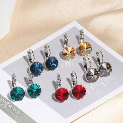 Classic Romantic Jewelry Round Clear Crystal Drop Earrings For Women Elegant Wedding Party Earrings Brincos Jewelry Bijoux 2020