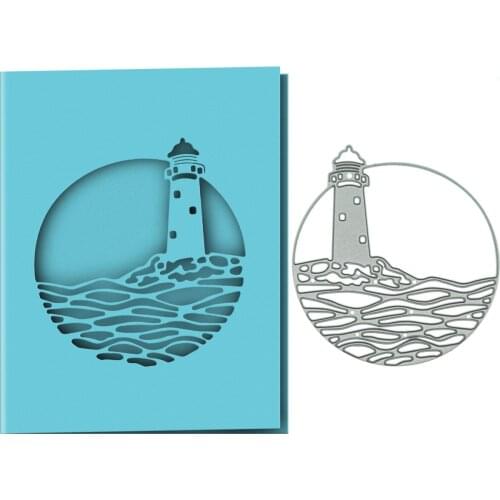 Envelope Cover Metal Cutting Dies For Scrapbooking Lighthouse Sea Bay Island Pattern Cutter Mold DIY Clipart Card Edge