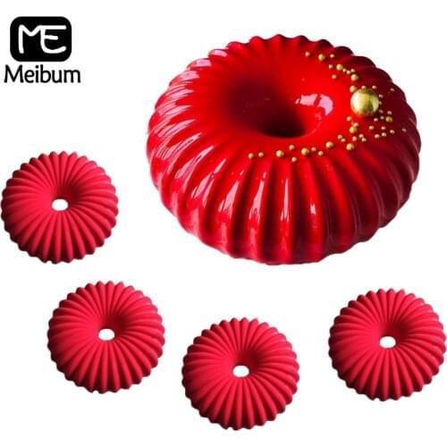 Meibum Thread Ring Mousse Cake Molds Food Grade Silicone Moulds Dessert Pan Party Pastry Baking Tools Kitchen Bakeware Set