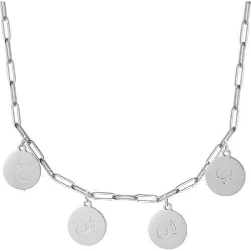 Islam Jewelry Personalized Font Pendant Necklaces Stainless Steel Gold Chain Custom Arabic Name Numeral Necklace For Women Gift